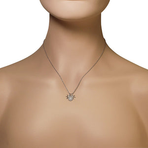 925 Sterling Silver White Clear CZ Small Spider Pendant Necklace