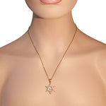 Stainless Steel Silver-Tone Clear White CZ Jewish Star of David Pendant Necklace