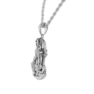 Stainless Steel Silver-Tone Extra Large Hip-Hop Jesus Profile Mens Pendant Necklace