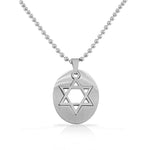 Stainless Steel Silver-Tone Religious Jewish Star of David Pendant Necklace