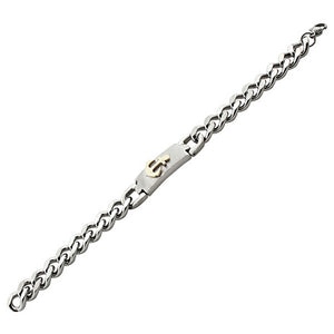 Stainless Steel Two-Tone Anchor Men's Classic Link Cuban Chain Bracelet