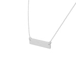 925 Sterling Silver Polished Sideways Bar Pendant Necklace 1.25"