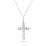 My Daily Styles 925 Sterling Silver Womens or Girls Cubic Zirconia Cross Pendant Necklace And Adjustable Chain 16"-18"