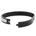 Sleek Stainless Steel Black White CZ Bangle Bracelet