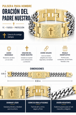 Stainless Steel Two-Tone Men's Religious Lord's Prayer Padre Nuestro Spanish Chain Bracelet