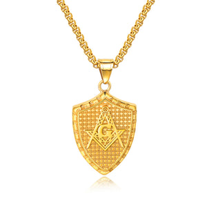 My Daily Styles Stainless Steel Mens Freemason Necklace - Masonic Symbol Pendant Necklace - 22" Inch Chain