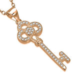 925 Sterling Silver White Clear CZ Key Pendant Necklace, 18"