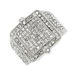 Stainless Steel Clear CZ Statement Mens Ring Band