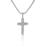 Stainless Steel Silver-Tone Classic Statement Cross Mens Necklace