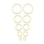 My Daily Styles Set of 5 Pairs Hoop Huggie Stainless Steel Women's Earrings 10mm, 20mm, 30mm, 40mm and 50mm