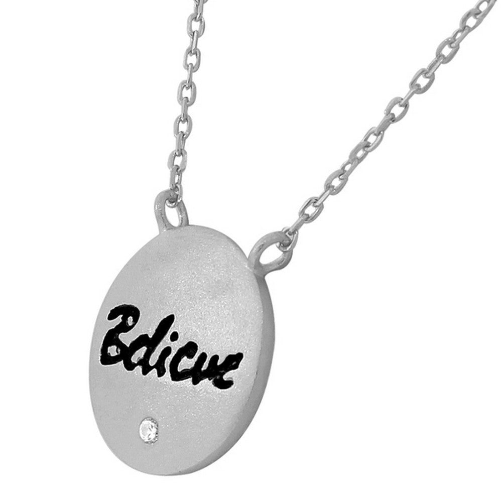 925 Sterling Silver Believe Charm Round White CZ Pendant Necklace