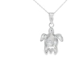 My Daily Styles 925 Sterling Silver Women's Simulated Opal Sea Turtle Pendant with Adjustable Chain (16"-18")