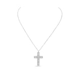 My Daily Styles 925 Sterling Silver Solid Cross Cubic Zirconia Women's or Girls Pendant - Adjustable Chain 16"-18"
