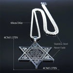My Daily Styles Large Star of David Necklace with Hebrew Home Prayer, 24 inch Stainless Steel Chain, 1.57 inch Pendant