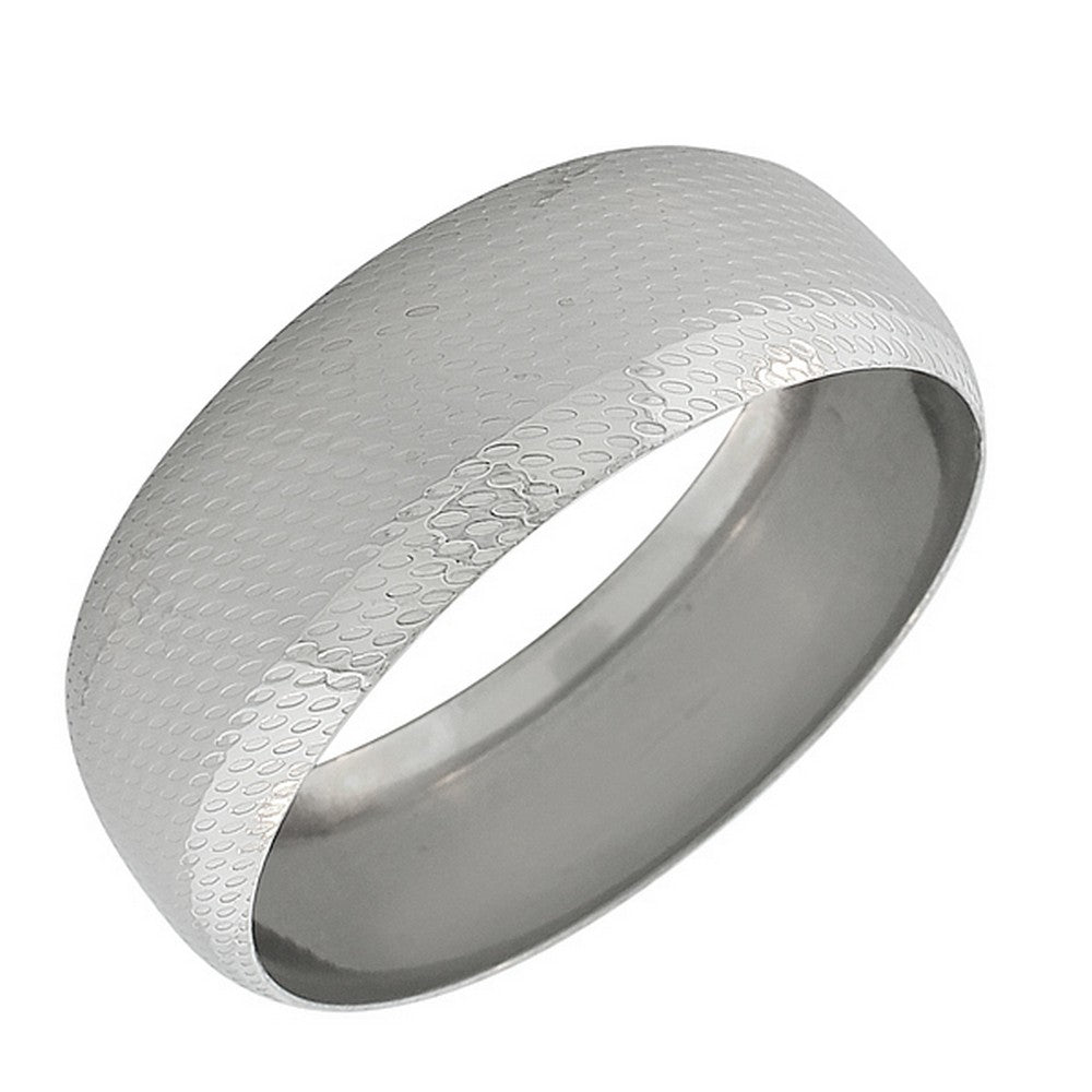 Stainless Steel Round Silver-Tone Classic Bangle Bracelet