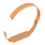Stainless Steel Rose Gold-Tone White CZ Bangle Bracelet