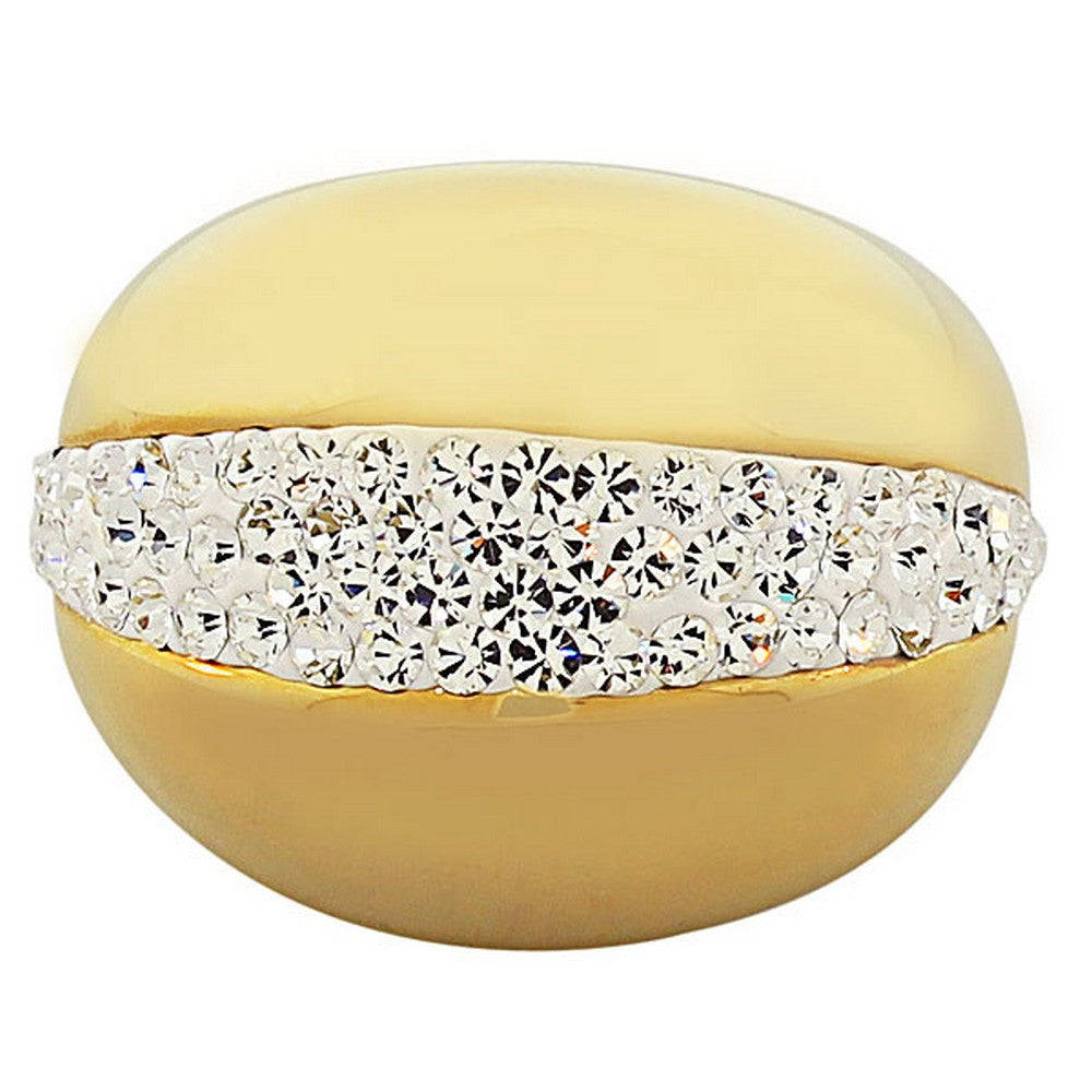 My Daily Styles Stainless Steel Two-Tone White CZ Statement Cocktail Ring