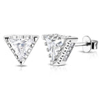 925 Sterling Silver White Clear CZ Triangle Stud Earrings, 0.25"