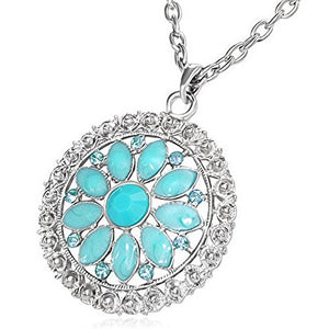 Fashion Alloy Vintage Pink Beads Flower Silver-Tone Chain Necklace