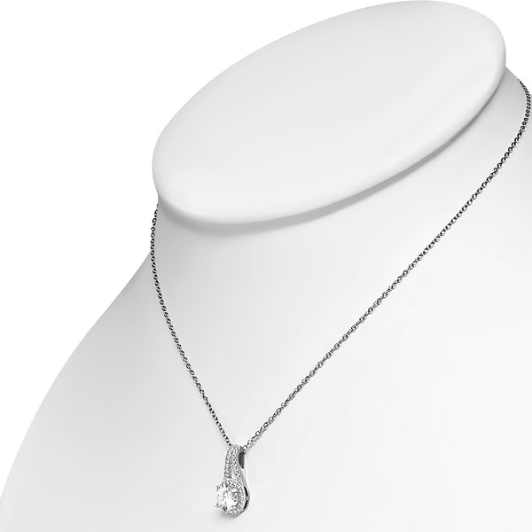 Classic Bridal Pendant Necklace Stud Drop Earrings Set