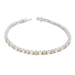 925 Sterling Silver Round White Multicolor CZ Classic Tennis Bracelet