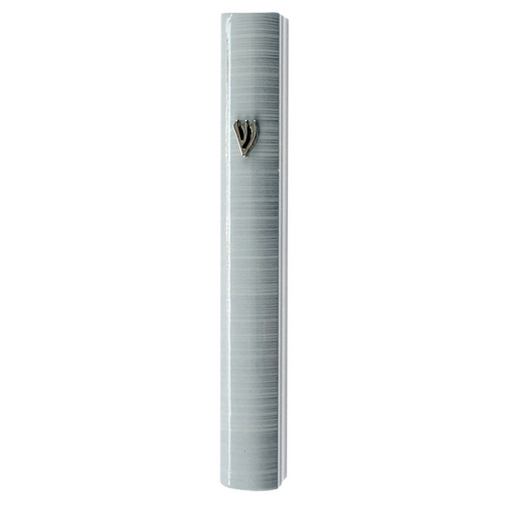 Metal with Plastic Coating Gray Pattern Classic Mezuzah Case, 5.5"