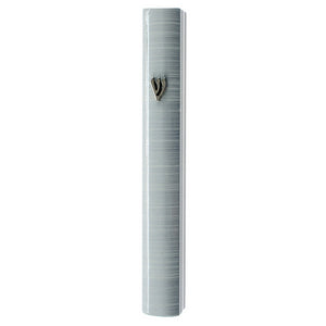 Metal with Plastic Coating Gray Pattern Classic Mezuzah Case, 5.5"