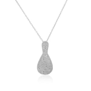 925 Sterling Silver White Clear CZ Large Statement Pendant Necklace