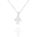 925 Sterling Silver White Clear CZ Love Heart Cupid Angel Pendant Necklace