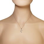 925 Sterling Silver White Clear CZ Dolphin Pendant Necklace