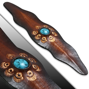 Brown Leather Simulated Turquoise Wristband Wrap Bracelet