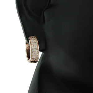 925 Sterling Silver White CZ Hoop Huggie Earrings