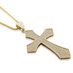 925 Sterling Silver Yellow Gold-Tone Large Hip-Hop CZ Latin Cross Religious Mens Pendant Necklace