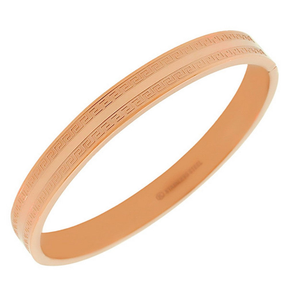 Stainless Steel Oval Rose Classic Bangle Bracelet
