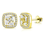 925 Sterling Silver White Clear CZ Square Stud Earrings, 0.35"