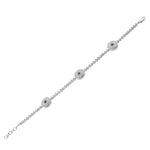 925 Sterling Silver White Blue Bezel-Set CZ Hamsa Evil Eye Womens Tennis Bracelet