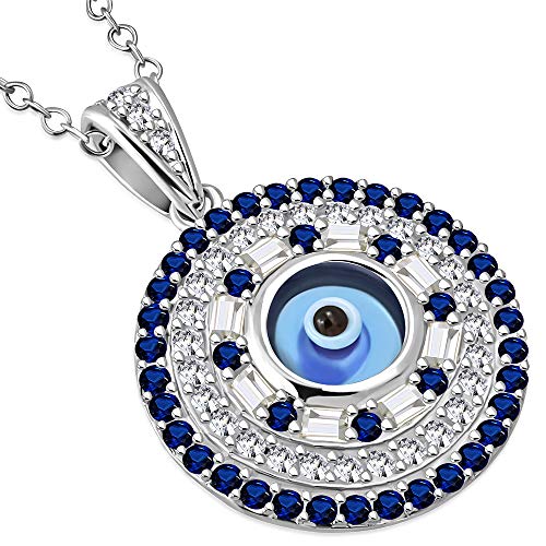 Intricate Rose Gold Evil Eye Necklace Sterling Silver Cubic Zirconia
