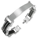Stainless Steel Two-Tone Name Tag Mens Bracelet