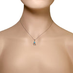 925 Sterling Silver Blue Turquoise-Tone Simulated Opal Octopus Pendant Necklace