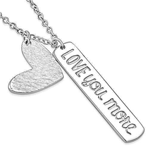 Gold Dainty Heart Bar Love Charm Necklace Pendant Sterling Silver