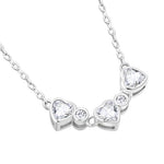My Daily Styles Elegant 925 Sterling Silver Necklace with 3 CZ Hearts Attached - Bezel Set, 18" Chain