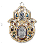 Large Wooden Hamsa Blessing for the Home - in English - Good Luck Wall Decor with Simulated Gemstones