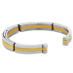 Stainless Steel Two-Tone Womens Mens Open End Bracelet