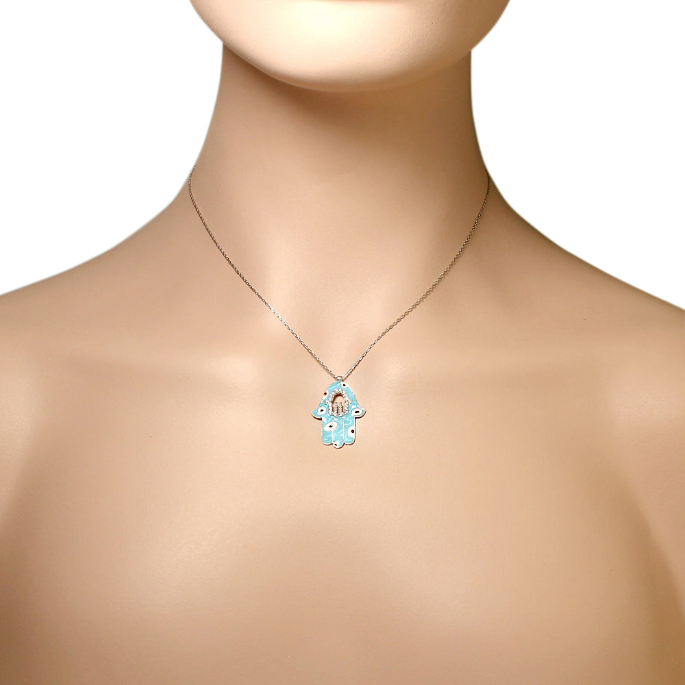 Light Blue Hamsa Necklace