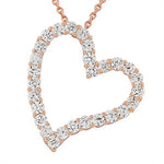 925 Sterling Silver Love Heart Charm White CZ Pendant Necklace with Chain