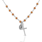 925 Sterling Silver Yellow Gold-Tone Religious Latin Cross Virgin Mary Christian Pendant Necklace