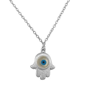 925 Sterling Silver Yellow Gold-Tone Evil Eye Hamsa Matte Glitter Womens Pendant Necklace