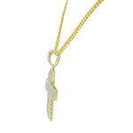 925 Sterling Silver Yellow Gold-Tone Clear CZ Large Hip-Hop Statement Cross Pendant Necklace