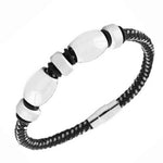 Stainless Steel and Alloy Black Silver-Tone Men's Bracelet