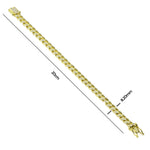 Men's 925 Sterling Silver Yellow Gold Tone CZ Cuban Link 8mm Bracelet